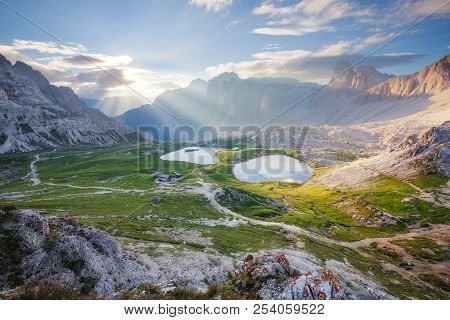 Lake Lago Dei Piani At Sunny Morning