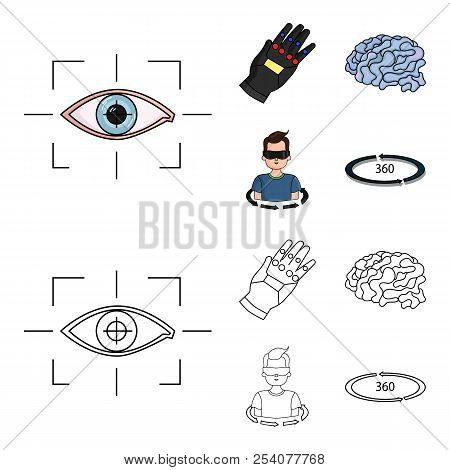 Technology, Innovation, Man, Complemented .virtual Reality Set Collection Icons In Cartoon, Outline 