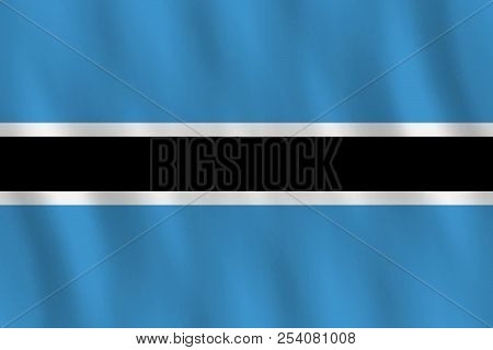 Botswana Flag With Waving Effect, Official Proportion.