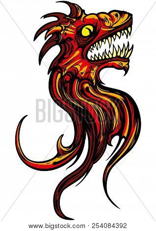Illustration Fantasy Sign Of Roaring Dragon Head