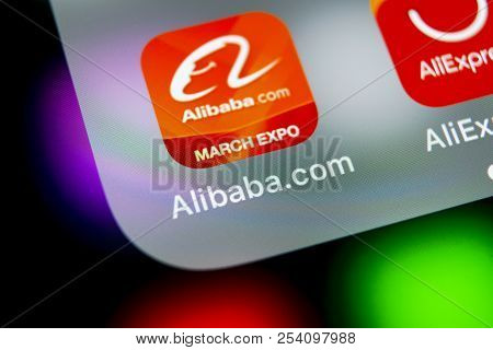 Sankt-petersburg, Russia, August 16, 2018: Alibaba Application Icon On Apple Iphone X Smartphone Scr