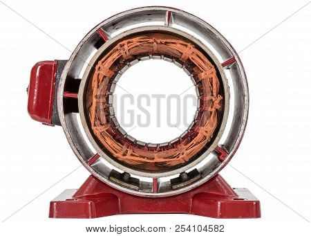 Stator Of Electric Motor, Isolated On White Background