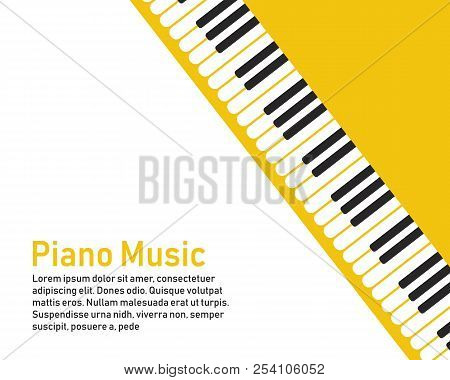 Grunge Black And White Piano Keyboard. Piano On A Yellow Background.  Stock Vector Illustration For 