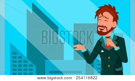 Broker Male Vector. Stock-market Broker. Charts, Data Analyses. Trading Stocks Online. Computer Scre