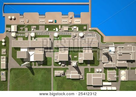 drei dimensionale Layout der Kernkraftwerk Fukushima. 3D
