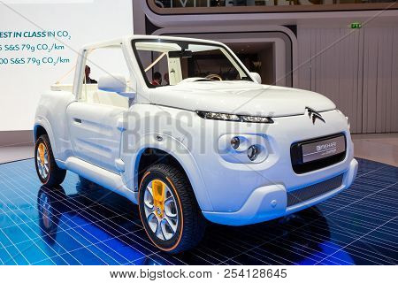 Geneva, Switzerland - March 1, 2016: Citroen E-mehari Electric Off-road Compact Suv Car Showcased At