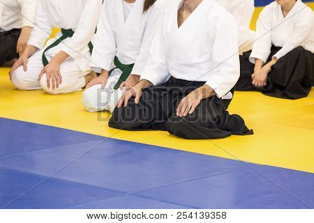 People In Kimono And Hakama On Martial Arts Training