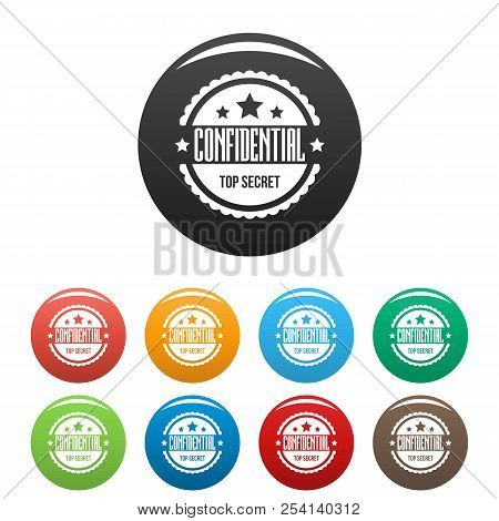 Confidental Logo. Simple Illustration Of Confidental Icons Set Color Isolated On White