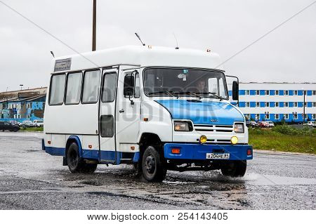 Novyy Urengoy, Russia - July 17, 2014: Small Passnger Bus Kavz 3244 Bychok In The City Street.