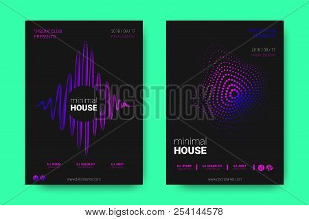 Poster Of Electronic Music Night Party. Abstract Vector Background. Colorful Wave Lines And Equalize