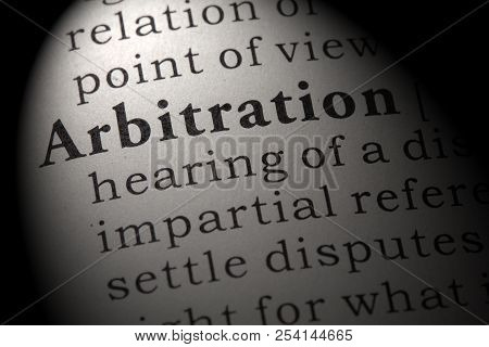 Fake Dictionary, Dictionary Definition Of The Word Arbitration. Including Key Descriptive Words.