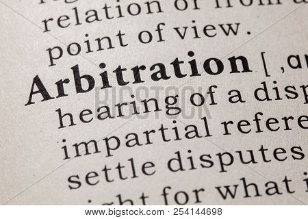 Fake Dictionary, Dictionary Definition Of The Word Arbitration. Including Key Descriptive Words.