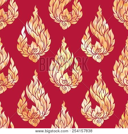 Seamless Pattern, Background Of Gold Decorative Elements Of Trad