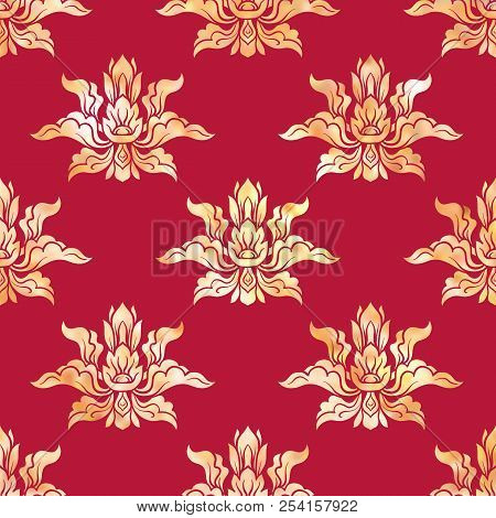 Seamless Pattern, Background Of Gold Decorative Elements Of Trad