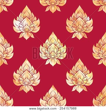 Seamless Pattern, Background Of Gold Decorative Elements Of Trad