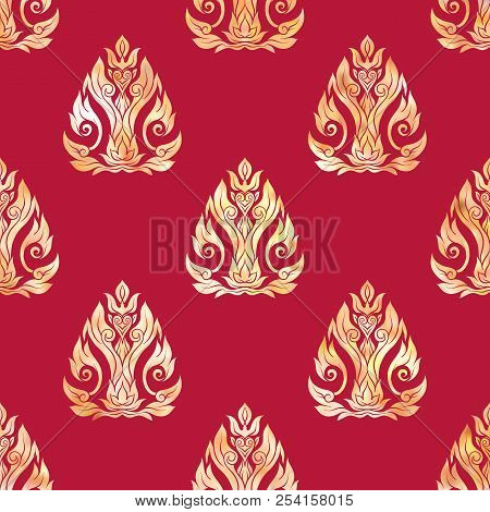 Seamless Pattern, Background Of Gold Decorative Elements Of Trad