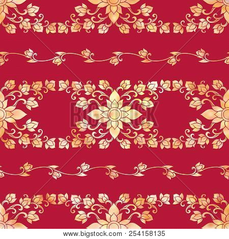 Seamless Pattern, Background Of Gold Decorative Elements Of Trad