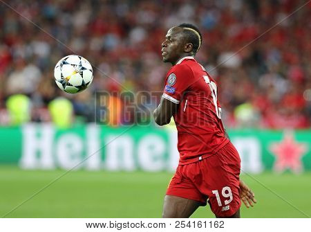 Kyiv, Ukraine - May 26, 2018: Sadio Mane Of Liverpool In Action During The Uefa Champions League Fin