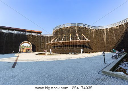 Wieliczka, Poland - June 20, 2018: Graduation Tower, Great Inhalatorium In The Resort Near Krakow. I