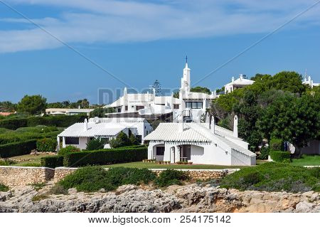 Menorca, Spain - October 7, 2017: View Of Whitewashed Houses In Binibeca - Menorca, Balearic Islands