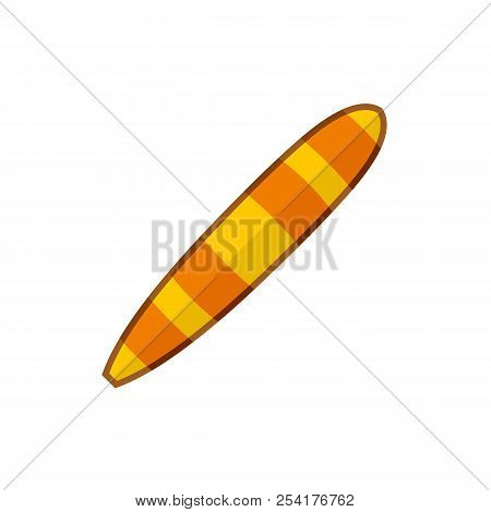 Yellow Orange Surfboard Icon. Flat Illustration Of Yellow Orange Surfboard Icon For Web Isolated On 