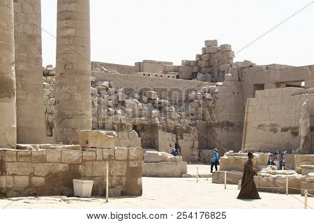 Luxor / Egypt - October 13, 2012: Aancient Ruins Of Karnak Temple In Luxor