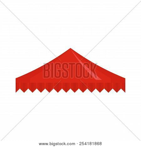 Red Flag Tent Icon. Flat Illustration Of Red Flag Tent Icon For Web Isolated On White