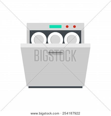 Modern Dishwasher Icon. Flat Illustration Of Modern Dishwasher Icon For Web Isolated On White