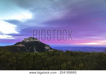 The Mountainous Landscape Seen From The Top Of Ceahlau Peak On A Stormy Day