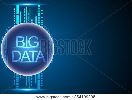 Big Data Analytics Concept And Information Technology Network Connection System Blue Background,vect