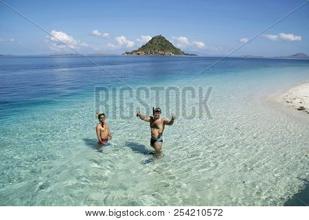 Indonesia, Bali, May 2016, Snorkelers Enjoy The Time In The Water Snorkeling Is A Popular Recreation