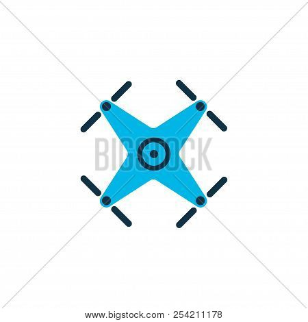 Quadrupter Icon Colored Symbol. Premium Quality Isolated Drone Element In Trendy Style.