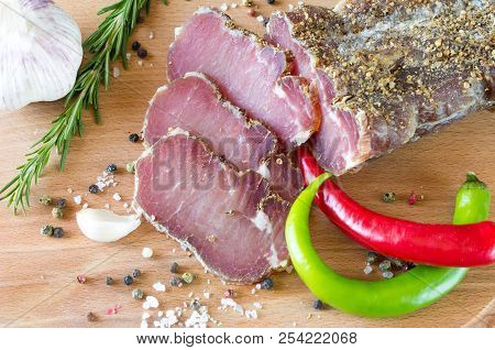 Meat Dish. Dish From Dried Meat. Beer Snack.