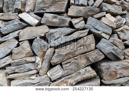Close-up Shot Of Drystone Wall Background Texture