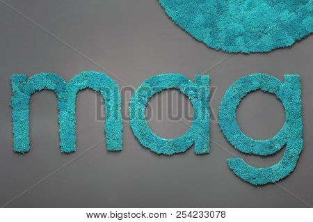Word Mag Of Cyan Moss.on The Grey Wall.