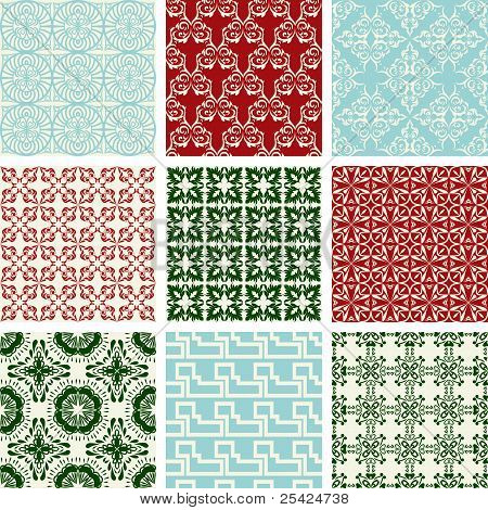 Set Of 9 Seamless Patterns.