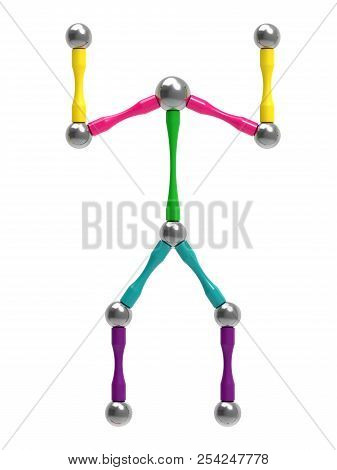 Picture Of A Toy Man With Arms Raised. 3D Rendering.