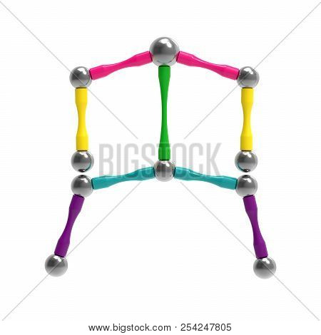 Picture Of A Toy Man Squatting. 3D Rendering.