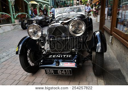 Saalbach-hinterglemm, Austria - June 21 2018: Vintage British Luxury Car Lagonda Oldsmobile Veteran