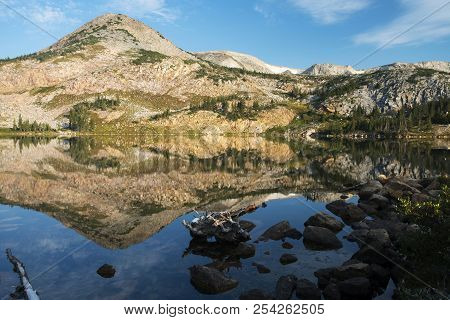 Sugarloaf Mountain And Medicine Bow Peak Reflected In Libby Lake  In Medicine Bow National Forest In