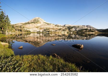 Sugarloaf Mountain And Medicine Bow Peak Reflected In Libby Lake  In Medicine Bow National Forest In