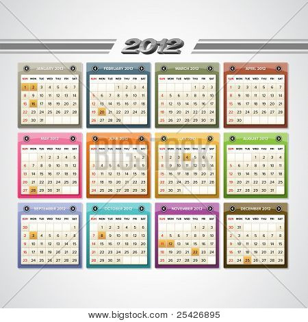 Iconos de calendario 2012
