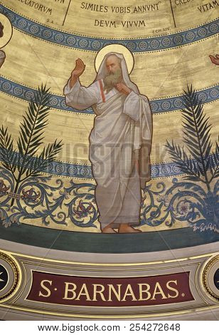 PARIS, FRANCE - JANUARY 05: Saint Barnabas , the dome painted by Charles Joseph Lameire, St Francis Xavier's Church in Paris, France on January 05, 2018.