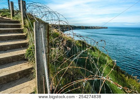 The Coast Of Normandy France, Pointe Du Hoc Where The Allied Forces Faced The Germans During World W