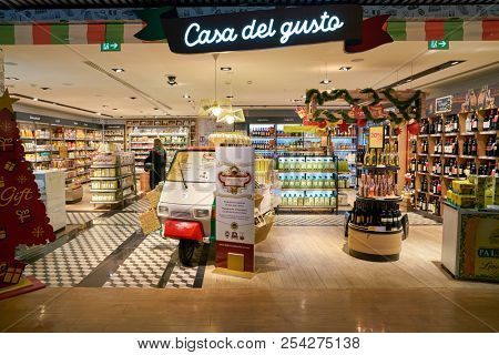 ROME, ITALY - CIRCA NOVEMBER, 2017: Casa del gusto in Fiumicino International Airport 