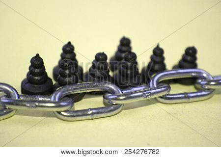 Fear From The Others Concept Metaphor. Chess Pieces Symbolize Migration, Borders, The Others, Africa
