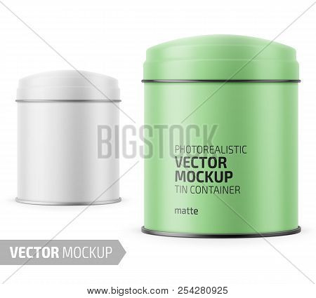 Round Matte Tin Can Template With Label.