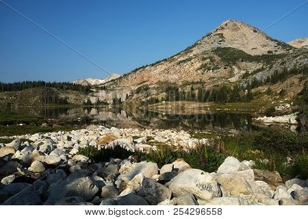 Sugarloaf Mountain And Medicine Bow Peak Reflected In Libby Lake  In Medicine Bow National Forest In