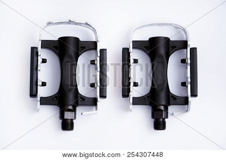 Bicycle Pedals With Reflector Isolated On White Background.