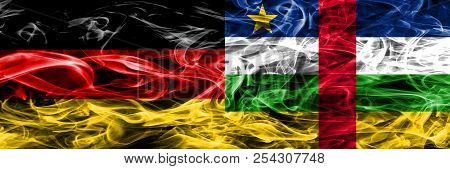 Germany Vs Central African Republic Smoke Flags Placed Side By Side. German And Central African Repu